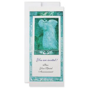 WEDDING LOVE PEACOCK MONOGRAM Blue White Pearl