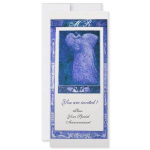 WEDDING LOVE PEACOCK MONOGRAM Blue White Pearl