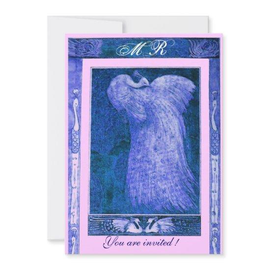 WEDDING LOVE PEACOCK MONOGRAM ,blue white pink