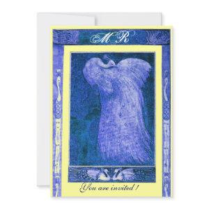 WEDDING LOVE PEACOCK MONOGRAM ,blue white yellow