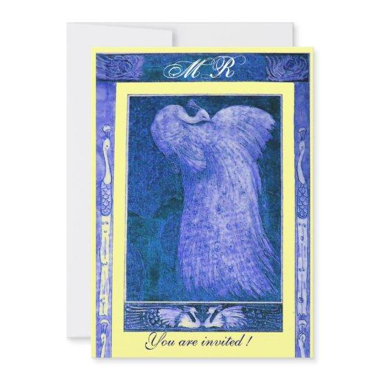 WEDDING LOVE PEACOCK MONOGRAM ,blue white yellow