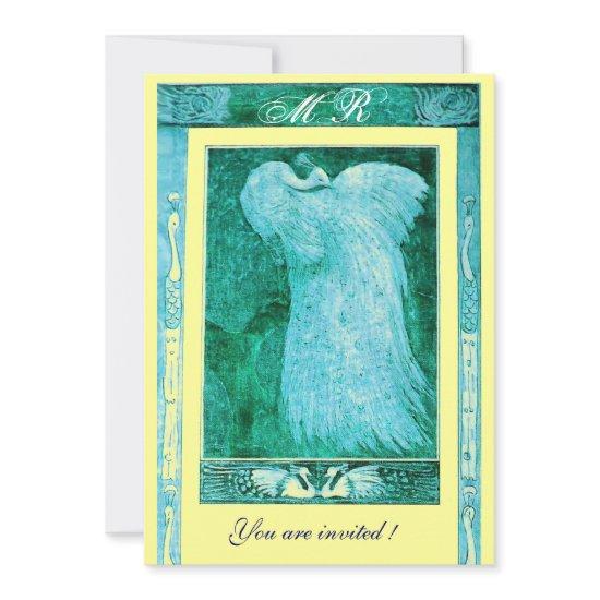 WEDDING LOVE PEACOCK MONOGRAM ,blue white yellow