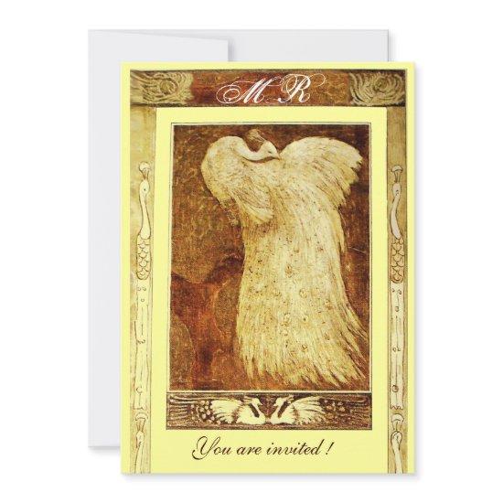 WEDDING LOVE PEACOCK MONOGRAM ,brown  yellow
