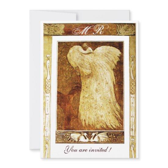 WEDDING LOVE PEACOCK MONOGRAM ,brown  yellow white