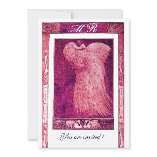 WEDDING LOVE PEACOCK MONOGRAM ,pink red white