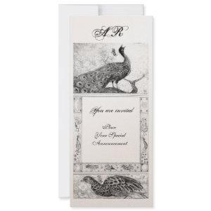 WEDDING LOVE PEACOCKS MONOGRAM black white gold