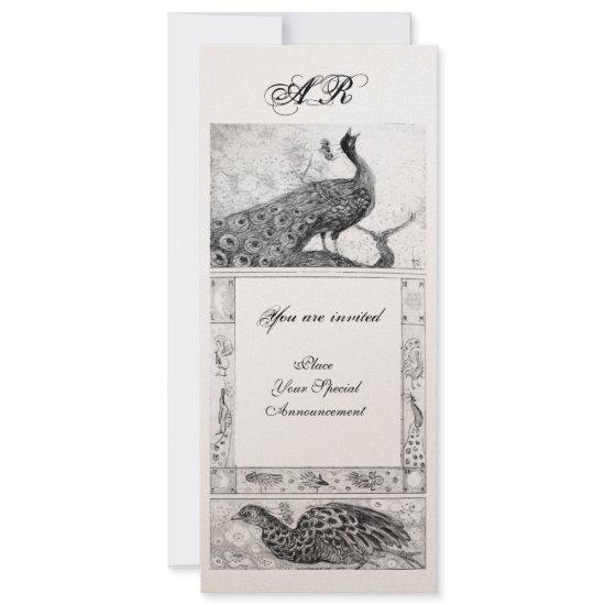 WEDDING LOVE PEACOCKS MONOGRAM black white gold