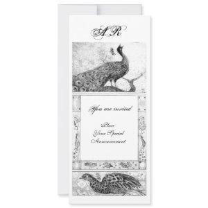 WEDDING LOVE PEACOCKS MONOGRAM black white