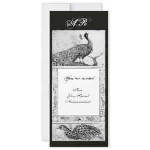 WEDDING LOVE PEACOCKS MONOGRAM black white