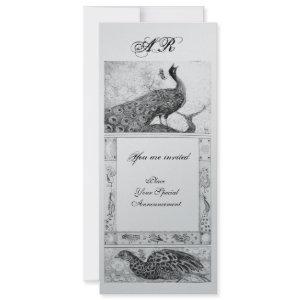 WEDDING LOVE PEACOCKS MONOGRAM black white silver