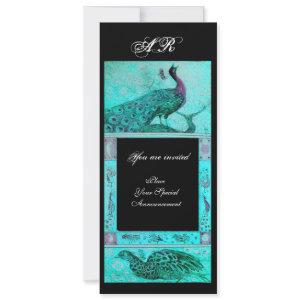 WEDDING LOVE PEACOCKS MONOGRAM blue black
