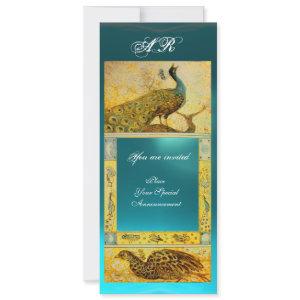 WEDDING LOVE PEACOCKS MONOGRAM brown blue yellow