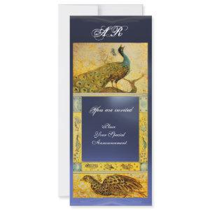 WEDDING LOVE PEACOCKS MONOGRAM brown blue yellow