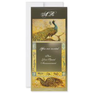 WEDDING LOVE PEACOCKS MONOGRAM brown grey yellow