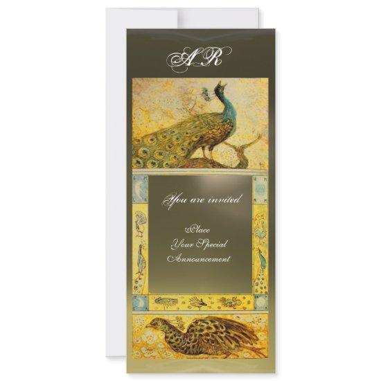 WEDDING LOVE PEACOCKS MONOGRAM brown grey yellow