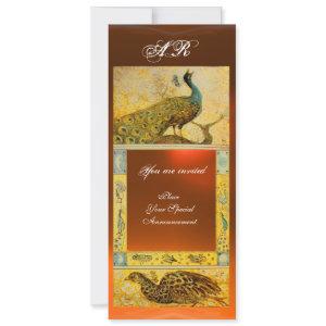 WEDDING LOVE PEACOCKS MONOGRAM brown orange yellow
