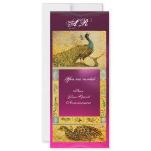 WEDDING LOVE PEACOCKS MONOGRAM brown pink yellow