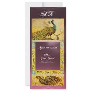 WEDDING LOVE PEACOCKS MONOGRAM brown pink yellow