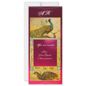 WEDDING LOVE PEACOCKS MONOGRAM brown pink yellow