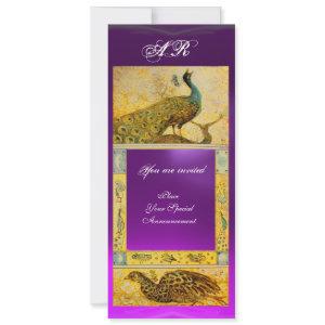 WEDDING LOVE PEACOCKS MONOGRAM brown purple yellow