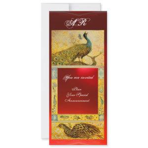 WEDDING LOVE PEACOCKS MONOGRAM brown red yellow