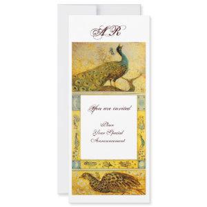 WEDDING LOVE PEACOCKS MONOGRAM ,brown white yellow
