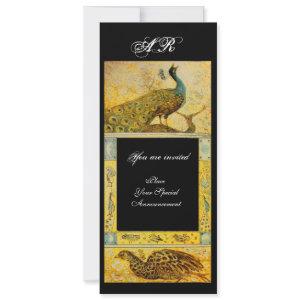 WEDDING LOVE PEACOCKS MONOGRAM brown yellow black