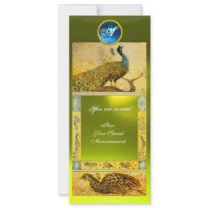WEDDING LOVE PEACOCKS MONOGRAM ,brown yellow topaz