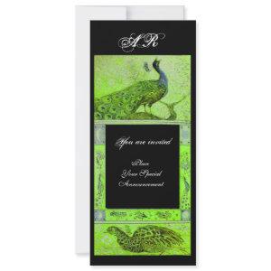 WEDDING LOVE PEACOCKS MONOGRAM green black