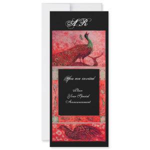 WEDDING LOVE PEACOCKS MONOGRAM red black