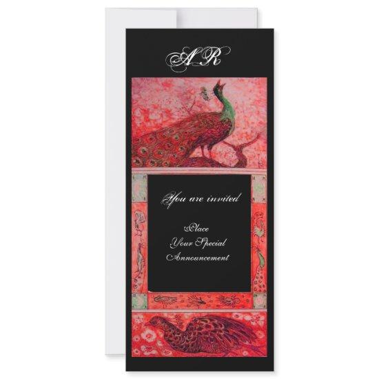 WEDDING LOVE PEACOCKS MONOGRAM red black