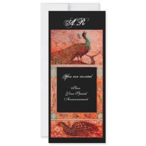 WEDDING LOVE PEACOCKS MONOGRAM red black orange
