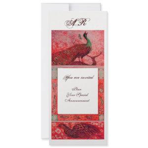 WEDDING LOVE PEACOCKS MONOGRAM red ice metallic