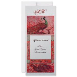 WEDDING LOVE PEACOCKS MONOGRAM red silver metallic