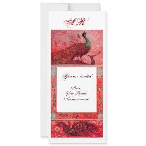 WEDDING LOVE PEACOCKS MONOGRAM red white