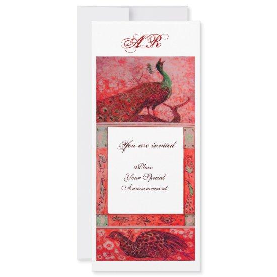 WEDDING LOVE PEACOCKS MONOGRAM red white