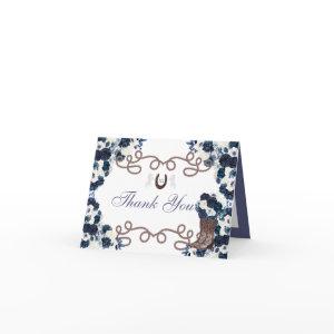 Western Blue Charra Quinceanera Thank You Card