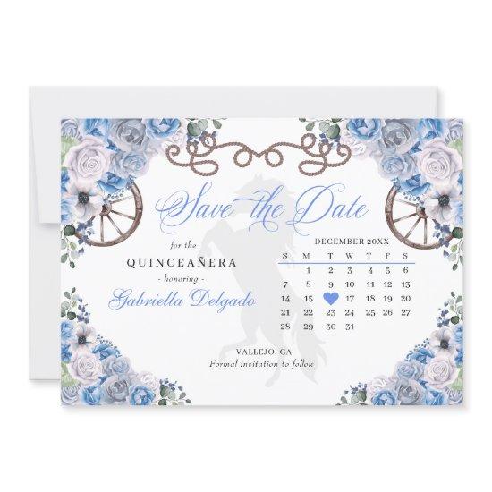 Western Blue Charro Quinceañera Save The Date