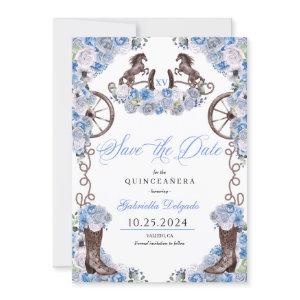 Western Blue Charro Save The Date Quinceañera