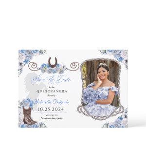 Western Blue Quinceañera Save The Date Photo