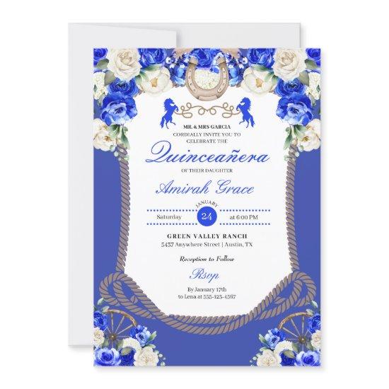 Western Blue Roses Charro Cowgirl Quinceañera