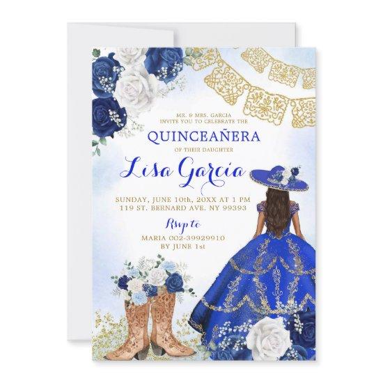 Western Boot Royal Blue Rose Mis Quince