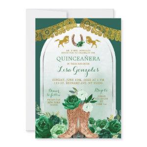 Western Boot Spanish Emerald Green Quinceañera
