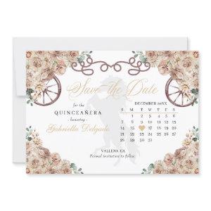 Western Champagne Gold Quinceañera Save The Date
