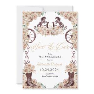 Western Champagne Gold Save The Date Quinceañera