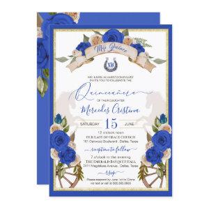Western Charro Blue Rose Floral Horses Quinceanera