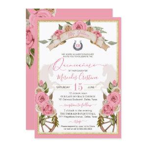 Western Charro Blush Pink Roses Horse Quinceañera