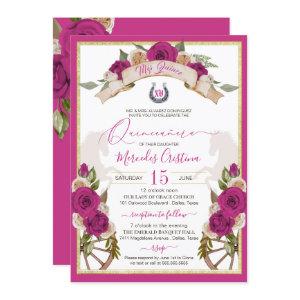 Western Charro Fuchsia Roses Horses Quinceanera
