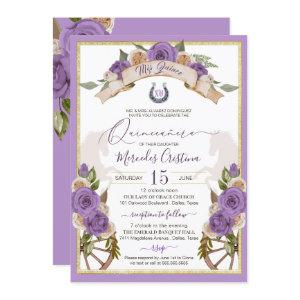 Western Charro Lavender Roses Horses Quinceanera