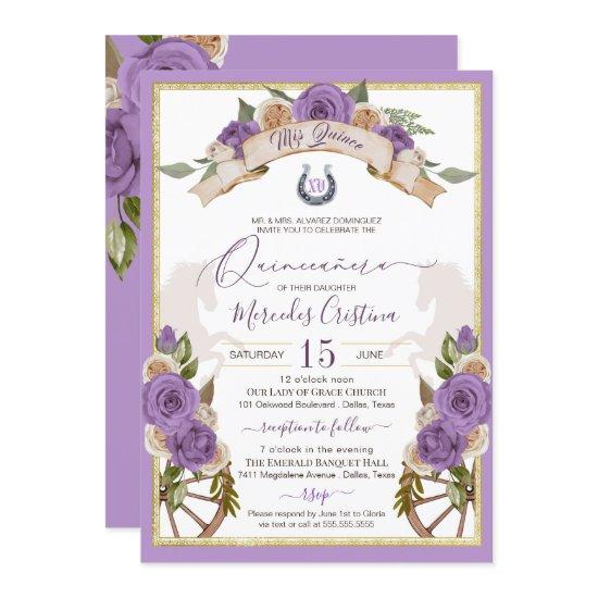 Western Charro Lavender Roses Horses Quinceanera